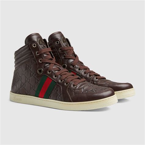 brown leather gucci sneakers|Gucci leather sneakers women.